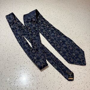 Robert Talbott Navy and Gold Floral Tie